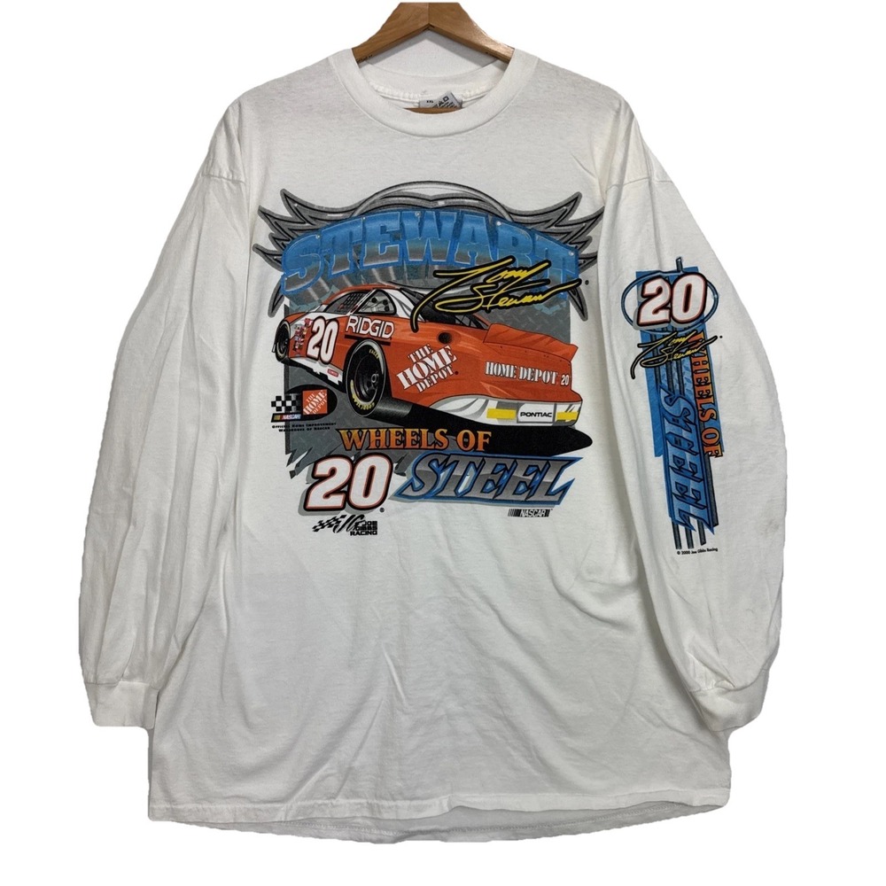 VTG Y2K Competitors View Tony Stewart NASCAR Mens XXL White Cotton Racing Shirt‎